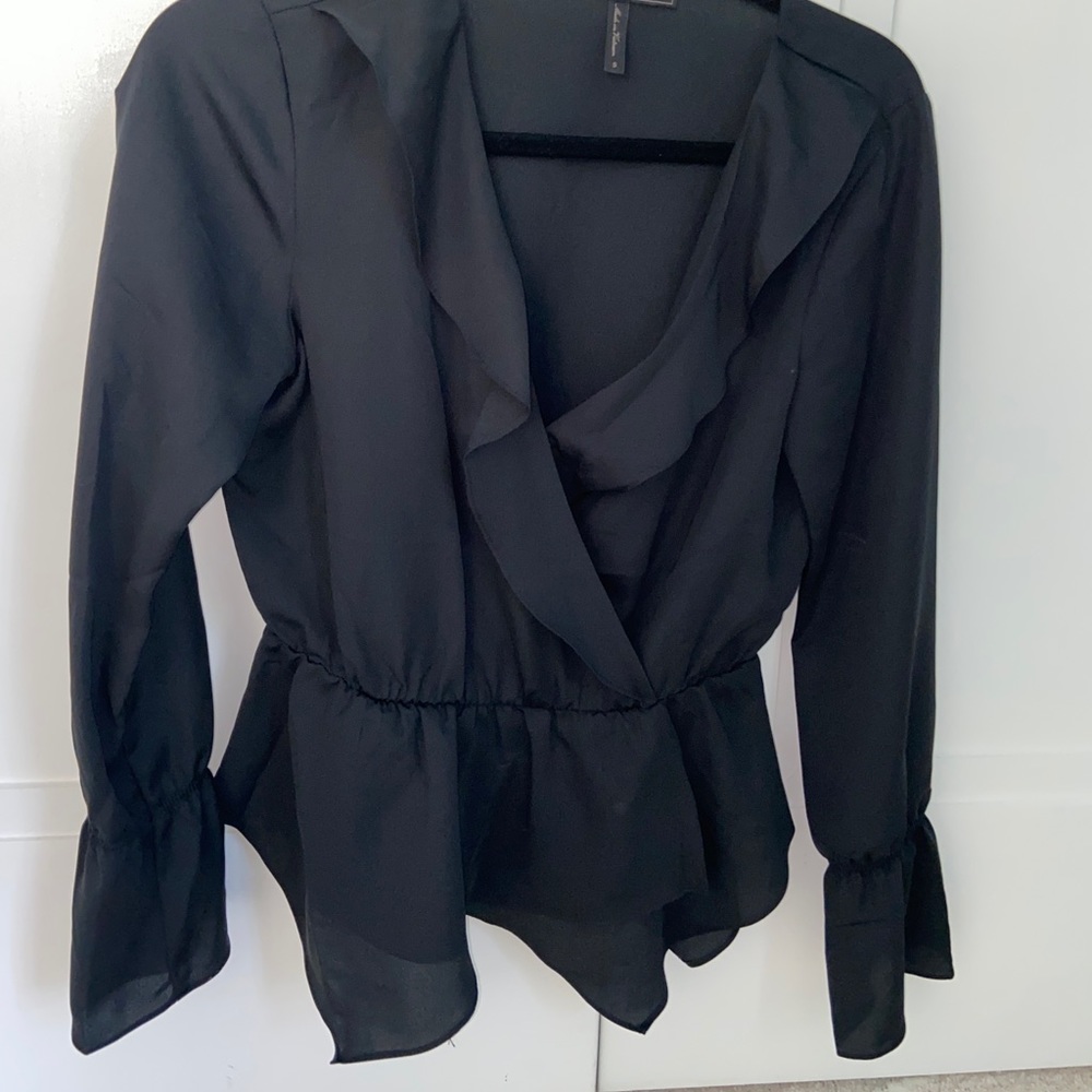 BCBG Maxazria Black ruffle top